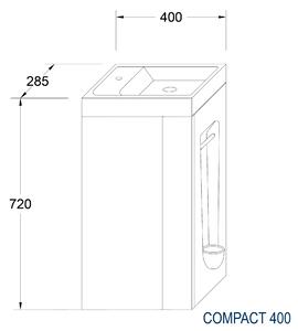 Kompaktní sada koupelnového nábytku 400 pro WC pro hosty s umyvadlem - možnost volby barvy