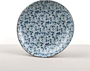Blue Daisy mělký talíř Made in Japan, průměr 22,5cm, výška 4cm, keramika, handmade