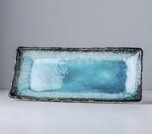 Blue obdelníkový talíř Made in Japan, 29x12,5cm, výška 3cm, keramika handmade