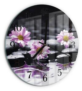 Skleněné nástěnné hodiny Květiny zsoc-fi30-00179023