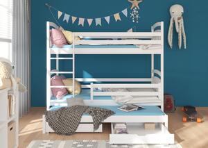 Dětská patrová postel SALDO + 3x matrace, 80x180/80x170, bílá