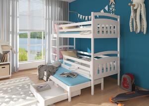 Dětská patrová postel ALDA + 3x matrace, 90x200/90x190, bílá