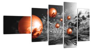 Abstraktní obrazy - oranžové koule (110x60cm)