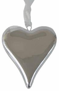 Ozdoba keramické srdce Stardeco stříbrné 6x5 cm