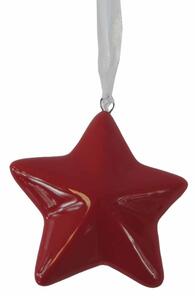 Vánoční ozdoba na zavěšení hvězda Stardeco červená 6x6cm