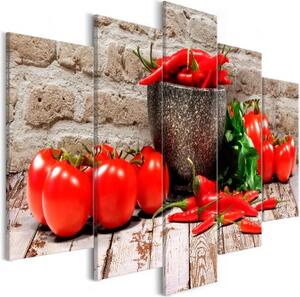 Obraz - Red Vegetables (5 Parts) Brick Wide