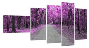 Moderní obraz - fialový les (110x60cm)