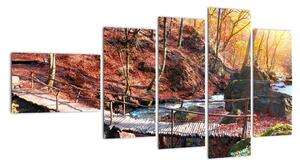 Obraz mostu - podzimní cesta lesem (110x60cm)