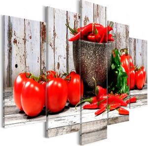 Obraz - Red Vegetables (5 Parts) Wood Wide