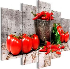 Obraz - Red Vegetables (5 Parts) Concrete Wide
