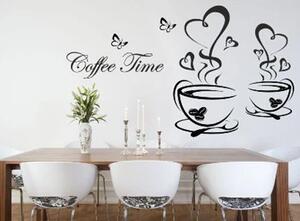 Nálepka na zeď do kuchyně čas na kávu 50 x 100 cm