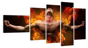 Obraz muže v ohni (110x60cm)