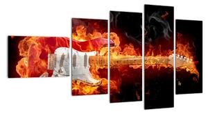 Obraz - kytara v ohni (110x60cm)