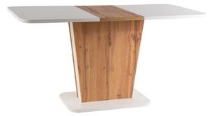 Rozkládací jídelní stůl HESTIA, 110-145x76x68, bílá/beton