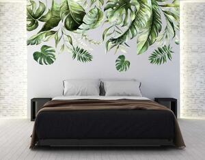 Nálepka na zeď do interiéru s motivem listů rostliny monstera 80 x 160 cm