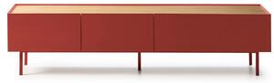 Tmavě červený dubový TV stolek Teulat Arista 180 x 40 cm