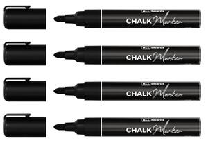 Sada křídových markerů ALLboards – 4 ks černé, CM-BK/4PCS