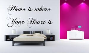 Nálepka na zeď nápis HOME IS WHERE YOUR HEART IS 50 x 100 cm