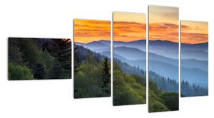 Obraz horské krajiny při západu slunce (110x60cm)