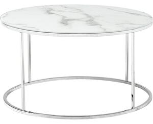 Kulatý konferenční stolek se skleněnou deskou v mramorovém vzhledu Antigua