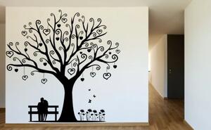 Nálepka na zeď do interiéru s motivem zamilovaného páru pod stromem lásky 100 x 100 cm