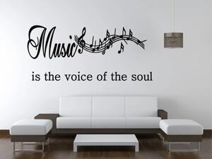 Nálepka na zeď nápis MUSIC IS THE VOICE OF THE SOUL 50 x 100 cm