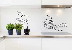 Nálepka na zeď do kuchyně dva šálky lahodné kávy 50 x 100 cm
