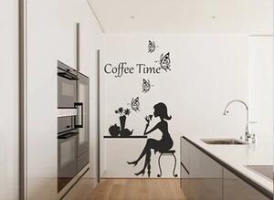 Nástěnná samolepka do kuchyně Čas na šálek kávy 50 x 100 cm