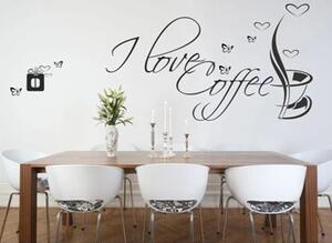 Samolepka na zeď s textem I LOVE COFFEE 50 x 100 cm