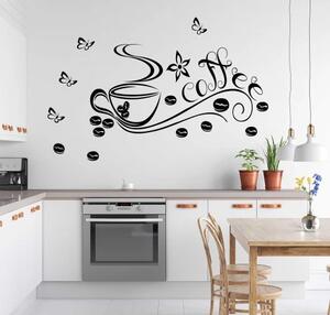Samolepka na zeď pro kuchyňský šálek kávy COFFEE 50 x 100 cm