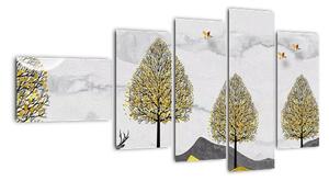 Moderní obraz - zvěř pod stromy (110x60cm)