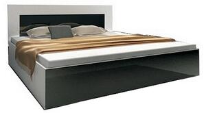 Ložnicová sestava KAYLA II (2x noční stolek, komoda, skříň 200, postel 140x200), bílá/černá lesk