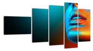 Obraz - osvětlený obličej ženy (110x60cm)