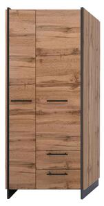 Skříň dvoudveřová se zásuvkami Amino 82x192.5x45 cm Dub wotan / Černý