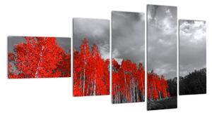 Červený les - moderní obraz (110x60cm)