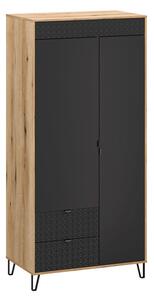 Skříň dvoudveřová se zásuvkami Bellano 93.9x200x56 cm Dub evoke / Černá