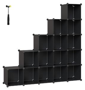 SONGMICS Plastový botník variabilní 16 boxů 30 x 30 cm černá