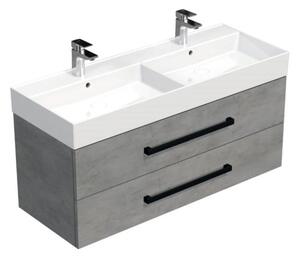 Koupelnová skříňka s černou úchytkou a umyvadlem SAT Cube Way 120x53x46 cm beton mat CUBE46C1202BESAT