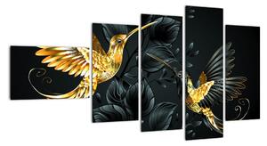 Obraz - zlatí ptáci (110x60cm)
