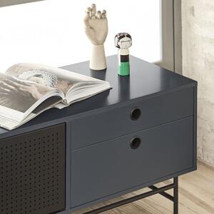 Tmavě modrý dřevěný TV stolek Teulat Punto 180 x 40 cm