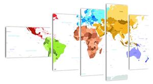 Obraz - barevná mapa světa (110x60cm)