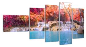 Obraz vodopádu a barevné přírody (110x60cm)