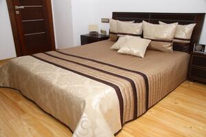 Elegantní přehoz na postel krémově hnědé barvy s ornamenty