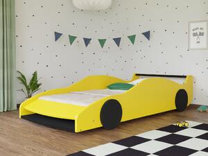 Dětská auto postel ve tvaru FERRARI F40 80x160 cm - Žlutá - černá