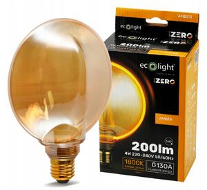 ECOLIGHT Dekorativní LED žárovka E27 4W 200lm G130 Amber Retro - řada ZERO