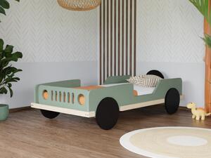 Dětská auto postel ve tvaru JEEPU BEEP 80x160 cm - Šalvějová zelená