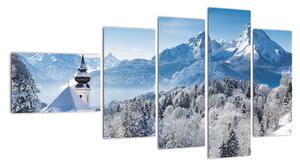 Kostel v horách - obraz zimní krajiny (110x60cm)