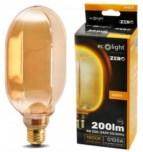 ECOLIGHT Dekorativní LED žárovka E27 4W 200lm O100 Amber Retro - řada ZERO