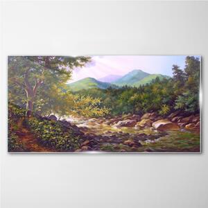 Obraz na skle Obraz na skle Las River Stones Mountains