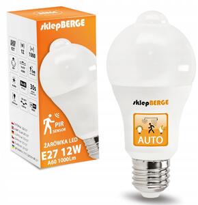 BERGE LED žárovka E27 - 12W - NW - s pohybovým a soumrakovým senzorem